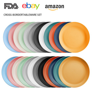Wheat Straw Plates Round Solid Color <b>Plastic</b> PP Plates For Hotel Food Camping Household Use - Product Image 4