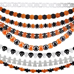 3M Halloween Hanging Garland Bunting Bat Pumpkin ghost Spider Paper Banner decorazioni per feste di Halloween