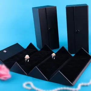 Custom Folding 36 Ring Organizer Box Roll Bag Portable Travel Jewelry Case For Earring Necklace