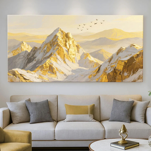 Peinture à l'huile moderne <span class=keywords><strong>Montagne</strong></span> Dorée faite à la main, texture épaisse, <span class=keywords><strong>couteau</strong></span> à palette, art mural 3D sur toile pour salon - Product Image 6