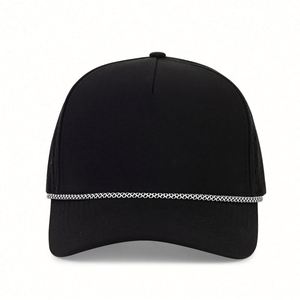 Casquettes de camionneur personnalisées en gros avec corde, casquettes perforées au laser de haute qualité, casquettes de golf 5 panneaux avec corde - Product Image 3