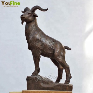 Statue de chèvre en bronze grandeur nature pour jardin extérieur, grande sculpture en métal moulé de bélier, ibex, <span class=keywords><strong>mouton</strong></span> des montagnes pour la décoration de la cour - Product Image 2