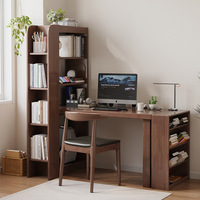 Bureau d'angle en bois massif au design moderne et épuré avec étagère intégrée pour bureau à domicile, étude ou ordinateur
