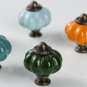 <b>Ceramic</b> Pumpkin Furniture <b>Knobs</b> Colorful European Style Wardrobe Drawer Handles Durable Novelty Shape - Product Image 3