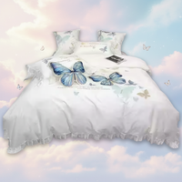 Ensemble de literie 4 pièces avec broderie florale exquise, textile de maison de luxe, ensemble de draps avec taies d'oreiller