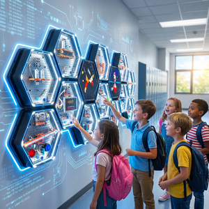 Dispositivo de Pared Interactivo con IA <span class=keywords><strong>para</strong></span> Demostraciones del Juego Smart Campus Hanoi Tower, <span class=keywords><strong>para</strong></span> Pasillos Escolares, Laboratorios STEM y Mobiliario Escolar - Product Image 1