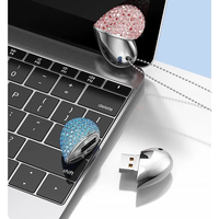 Clé USB 2.0 en forme de cœur, magnifique clé USB personnalisée avec diamants, plusieurs capacités