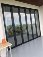Portes extérieures économiques, double vitrage en aluminium trempé, PVC, étanches, insonorisées, portes pliantes pour maisons