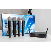 Système de microphone sans fil professionnel TX4 à 4 canaux avec quatre micros dynamiques portatifs, écran LCD, portée de 50 m pour karaoké