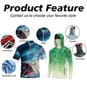 <strong>Fishing</strong> Shirts UPF 50+ Hooded <strong>Face</strong> <strong>Mask</strong> <strong>Fishing</strong> Clothes Men's Outdoor Summer Sun Protection - Product Image 6