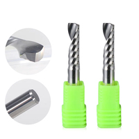 Fresa de carburo sólido de 10mm/12mm con punta de corte ascendente de un solo filo pulido a espejo para corte de acrílico, madera y PVC sin rebabas