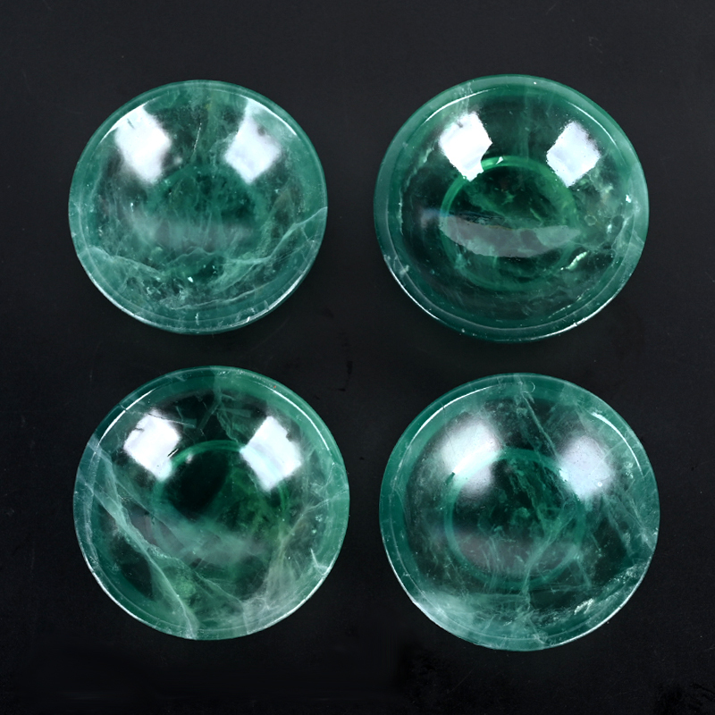 Hand Carved Crystal Small Bowl Green