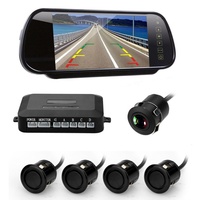 Pantalla de espejo retrovisor LCD de 7,0 pulgadas con 4 sensores Monitor de respaldo inverso Aparcamiento de coche Radar de punto ciego Asistente de estacionamiento automático