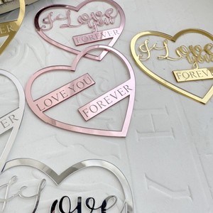 ท็อปเปอร์เค้กรูปหัวใจอะคริลิค ลายฮันนี่แอนด์สวีทเนส ฉันรักคุณตลอดไป ของตกแต่งวันวาเลนไทน์ - Product Image 5