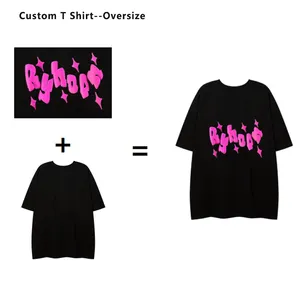 OEM Großhandel Baumwolle Polyester Custom Plain Overs ized T-Shirt 3D geprägte Schaum Siebdruck Puff Print T-Shirt