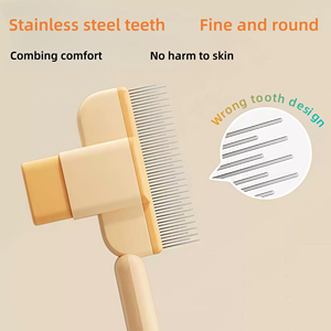 Peine de acero inoxidable con dientes metálicos para mascotas, cepillo para eliminar el pelo de gatos y perros, desenreda y elimina pulgas y pelo. - Product Image 6