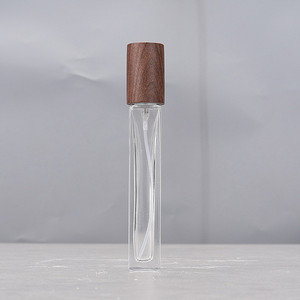 Mini Botella de Perfume Cuadrada/Redonda de Vidrio, Recargable, a Prueba de Fugas, con Atomizador, Tapa de Madera y Pulverizador, para Serigrafía - Product Image 4