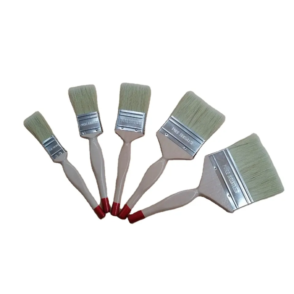 Hot Sale High Quality Paint Brushes 1"-4" Wooden Handle Pure Bristles Stainless Steel Ferrule