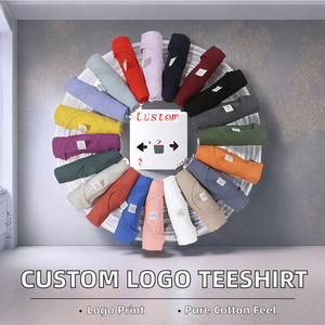 เสื้อยืดคอกลมแขนสั้นผ้าฝ้ายถักคุณภาพสูง 100% สีขาวดำเรียบๆ สกรีนโลโก้แบบรีดร้อนตามสั่งสำหรับผู้ชาย - Product Image 1