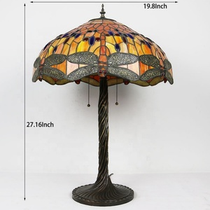 LongHuiJing Dragonfly Tiffany Style Stained Glass <b>Table</b> Lamp Night Light with Desk Lights - Product Image 5