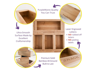 Soportes de bolsas de almacenamiento de alimentos, organizador de cajón de cocina de bambú Moso Premium, dispensador Compatible con <span class=keywords><strong>Solimo</strong></span>, Glad - Product Image 3