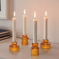 Juego de 3 Portavelas de Cristal de Diseño Moderno para Bodas y San Valentín, Elegante Juego de Portavelas