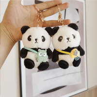 Porte-clés personnalisable en peluche de panda de dessin animé en fibre de polyester, jouet en peluche, mascotte, souvenir, cadeau, poupée pour machine à grue, vente en gros