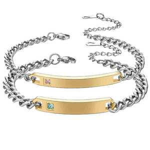 Bracelet en acier inoxydable 5 mm plaqué or 18 carats avec sertissage clos de pierres précieuses, bijou unisexe, cadeau - Product Image 1