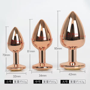 Tapón Anal de Metal Color Oro Rosa con Joyas, Tapón Anal con Diamante Azul, Juguete Sexual para Hombres, Mujeres y Transexuales, Japón - Product Image 5
