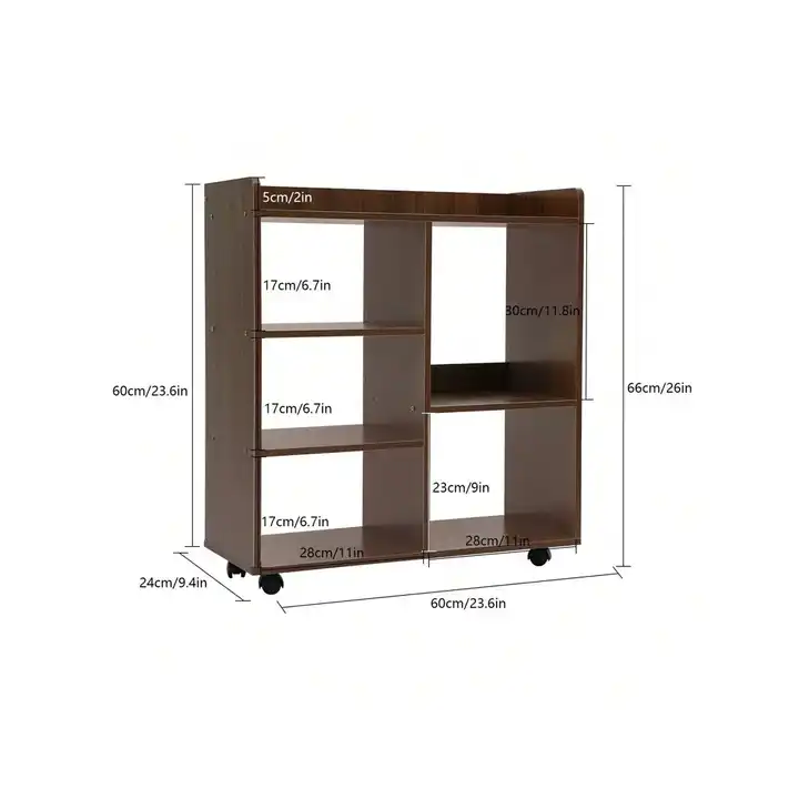 Multilayer 60*24*66cm MDF Steel Mobile Printer Stand Modern Filing Cabinet Storage Shelf Adjustable Lockable for Warehouse Use
