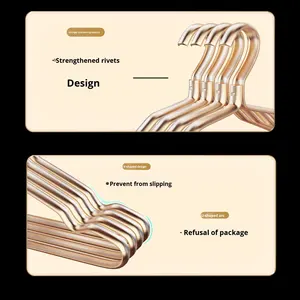 Cintres pour adultes en or haut de gamme en alliage d'aluminium brillant gain de place unique <span class=keywords><strong>TikTok</strong></span> vente à chaud mural multifonction moderne - Product Image 4