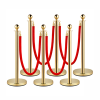 Barrière de contrôle des foules en acier inoxydable velours or/argent/noir 6 kg Modèle TSZ-01 Poteau de guidage suspendu avec corde pour parking