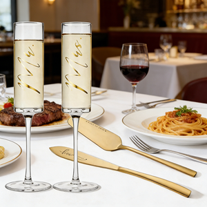 Verre en cristal gravé sur mesure fait main pour flûtes à <span class=keywords><strong>champagne</strong></span>, ensemble de spatules à gâteau, coffret cadeau en bois pour mariages, fiançailles et anniversaires - Product Image 4