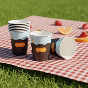 Gobelets en papier personnalisés de 7 oz, vente en gros, impression de logo sur assiettes et gobelets en papier - Product Image 1