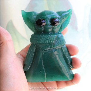 All'ingrosso di cristallo di avventurina verde naturale di dimensioni personalizzate intagliate a mano <span class=keywords><strong>Baby</strong></span> <span class=keywords><strong>Yoda</strong></span> per ornamenti di natale - Product Image 3