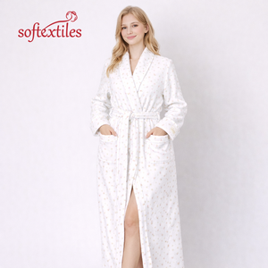 <span class=keywords><strong>Accappatoio</strong></span> Spa Donna all'Ingrosso Softextiles Bianco Morbido Personalizzato Stampa Lusso <span class=keywords><strong>100</strong></span>% <span class=keywords><strong>Cotone</strong></span> Caldo per Casa - Product Image 2