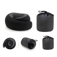 Oreiller de voyage à capuche pour le soutien du cou, en mousse à mémoire de forme, portable, pliable en forme de U, avec sac de rangement