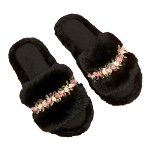 <span class=keywords><strong>Fourrure</strong></span> à semelle souple pour femmes Offre Spéciale pour pantoufles avec mode d'imitation de fleur à la maison pour l'été, le printemps et l'automne - Product Image 5