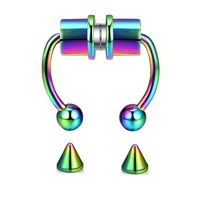 Cincin Hidung Septum Magnetik Baja Tahan Karat, Cincin Septum Hidung Palsu Sepatu Kuda Klip Tanpa Tindik, Cincin Hoop Hidung