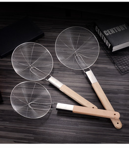Cuillère écumoire en gros en acier inoxydable avec manche en bois, filtre à huile pour friture, passoire pour fondue, ustensile de cuisine - Product Image 5