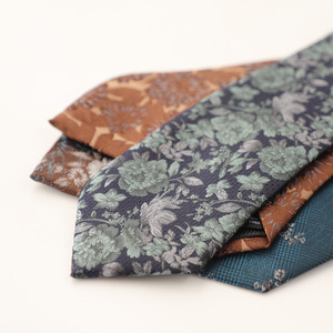 <span class=keywords><strong>Corbata</strong></span> Retro para Hombre en Tonos Tierra, Rojo Oscuro, Jacquard con Patrón Floral Geométrico para Otoño e Invierno, Formal, para el Trabajo, Bodas - Product Image 3