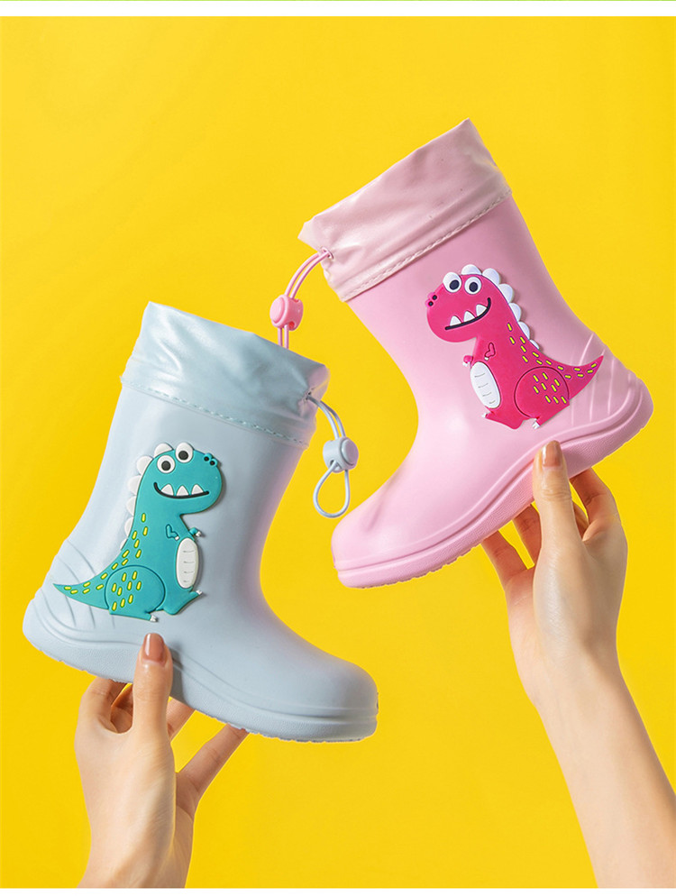 Children's Rubber Boots Unisex Dinosaur Rain Boots For Kids Anti Slip Soft Water Shoes