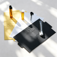 Flacon d'échantillon de parfum en verre ambré transparent de 1 ml et 2 ml avec logo personnalisé, imprimé sur écran, avec bâtonnet applicateur et carte en papier, emballage vide pour mini flacon de test
