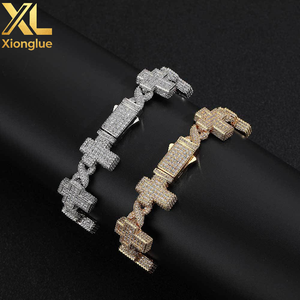 New Design Iced Out <b>Cross</b> Bracelet Women's Hip Hop Jewelry Gold Plated Brass Full Diamond <b>Cross</b> Link <b>Chain</b> Bracelet - Product Image 5