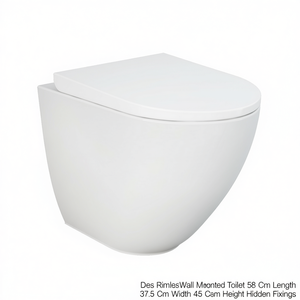 WC mural sans rebord, longueur 58 cm, largeur 37,5 cm, hauteur 45 cm, fixations dissimulées - Product Image 3