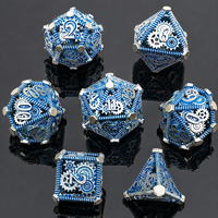 Ensemble de dés en métal écologique gravé à la main en bronze antique, 7 pièces, polyédriques creux, pour jeux de société DND RPG