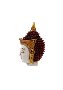 Handcrafted Resin <b>Buddha</b> <b>Head</b> Decor With Red Beads And Gold Crown Feng Shui Tabletop Ornament For Indoor Living Room - Product Image 2