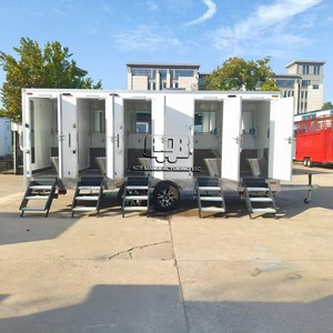 ห้องน้ำเคลื่อนที่กลางแจ้งแบบพกพาพร้อมฝักบัวอาบน้ำ ผลิตจากแผ่นสแตนเลสแบบแซนวิช ติดตั้งบนรถพ่วง - Product Image 3