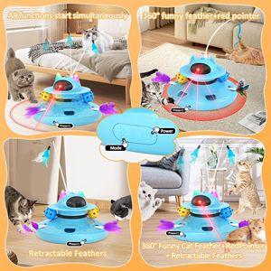 4 in 1 <b>Automatic</b> Interactive Plastic <b>Cat</b> <b>Toy</b> Rechargeable Indoor Kitten <b>Toys</b> with Feather and Track Balls - Product Image 3