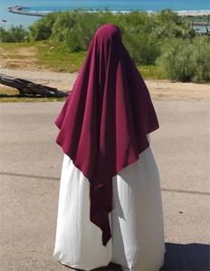 Alta qualità tinta unita uno strati tessuto traspirante moda stile classico musulmano donne Femme Khimar - Product Image 5